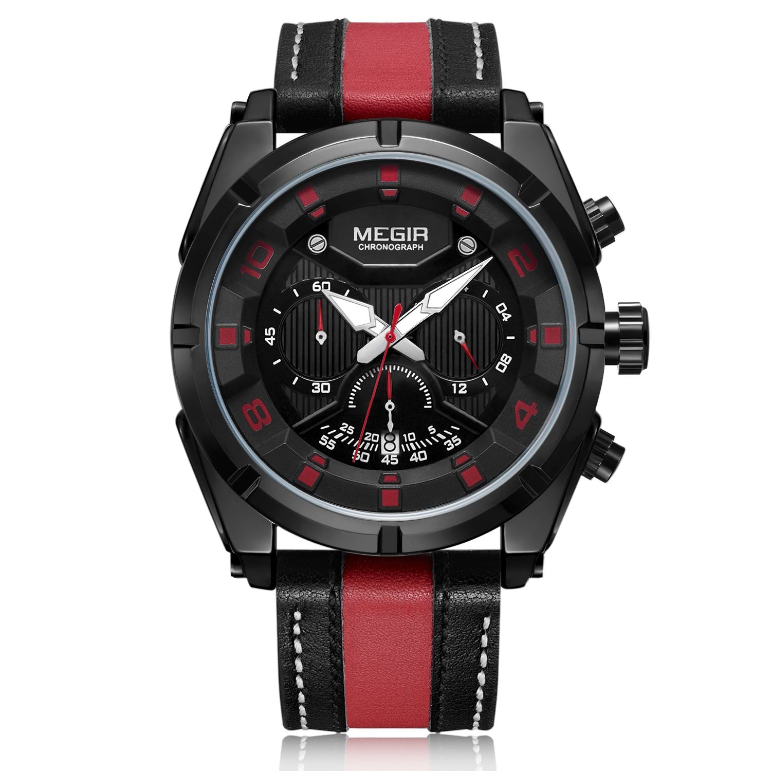 MEGIR Chronograph Sport Watch Men Quartz Wristwatches Clock Fashion Leather Army Military Watches Hour Time Relogio Masculino-6