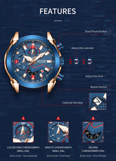 MEGIR Fashion Men Watches Luxury Business Watch for Men Stainless Steel Quartz Wrist Watch Calendar Date Clock Reloj Hombre 2065-12