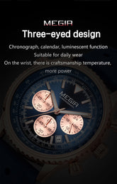 MEGIR Luxury Watches Men Fashion Silicone Band Quartz Military WristWatch Waterproof Big Dial Sport Chronograph with Date Clock-4