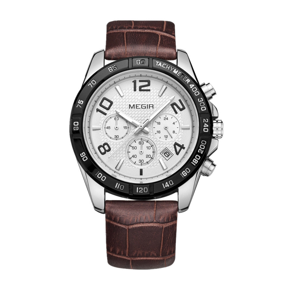 MEGIR Men Watch Top Brand Luxury Quartz Watches Waterproof Calendar Sport Wristwatch Leather Man Clock Chronograph Reloj Hombre 2014-9
