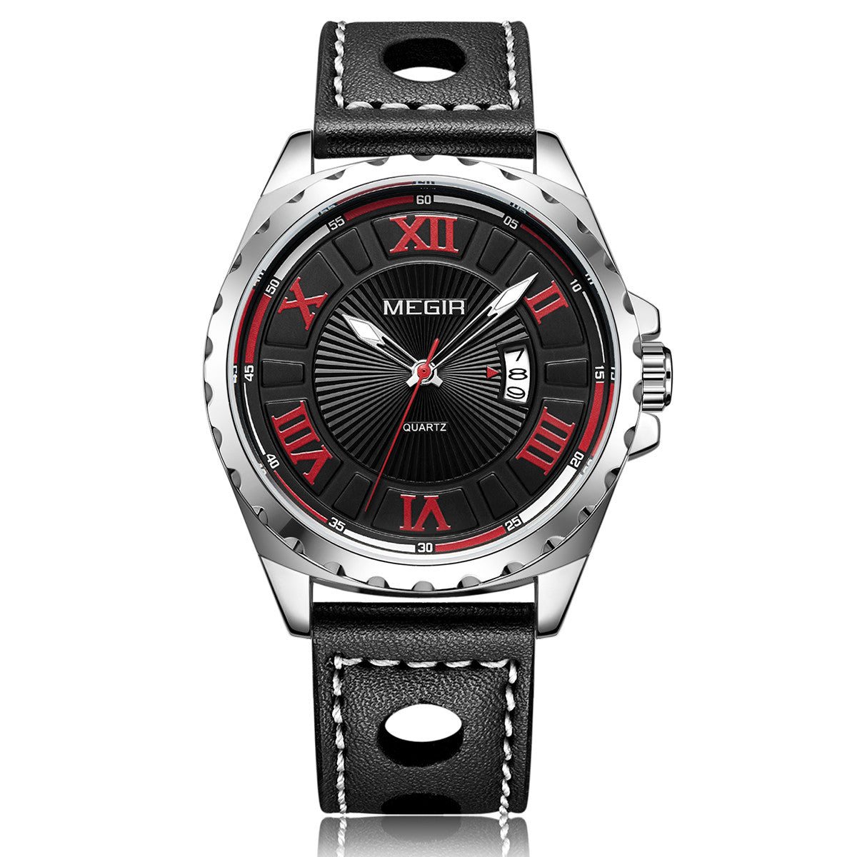 MEGIR Sport Men Watch Top Brand Leather Quartz Watches Man Clock Time Fashion Military Wristwatches Calendar Reloj Hombre 1019-8