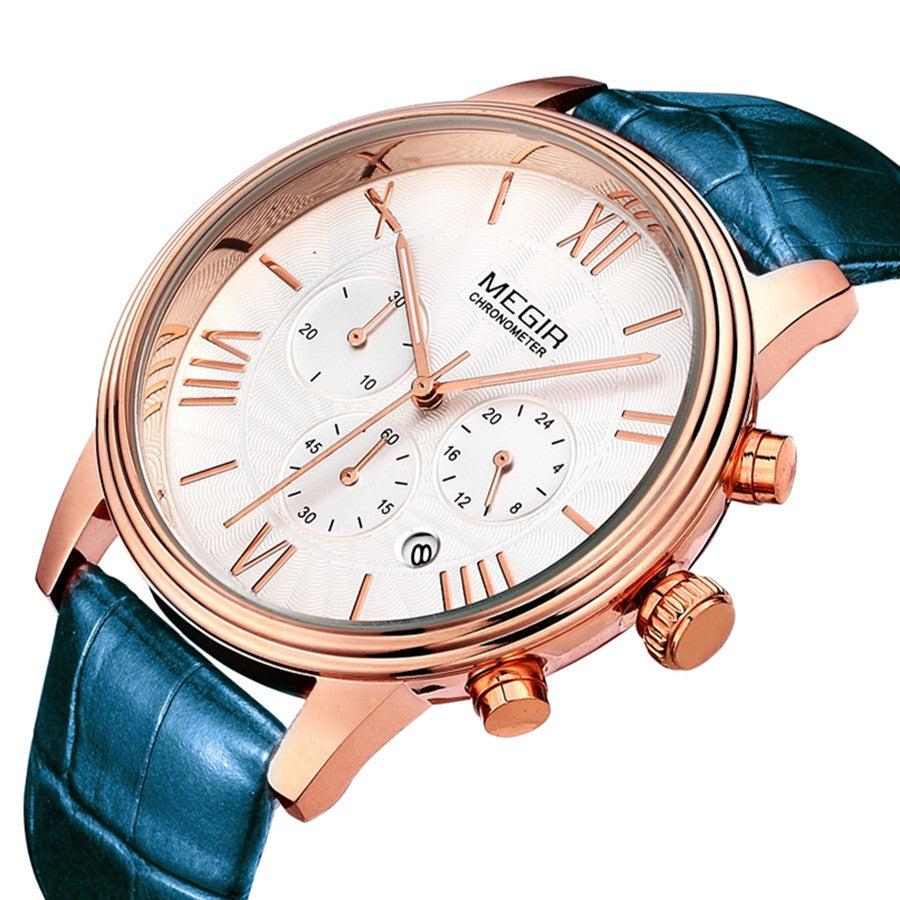 MEGIR Brown Retro Sports Quartz Men&