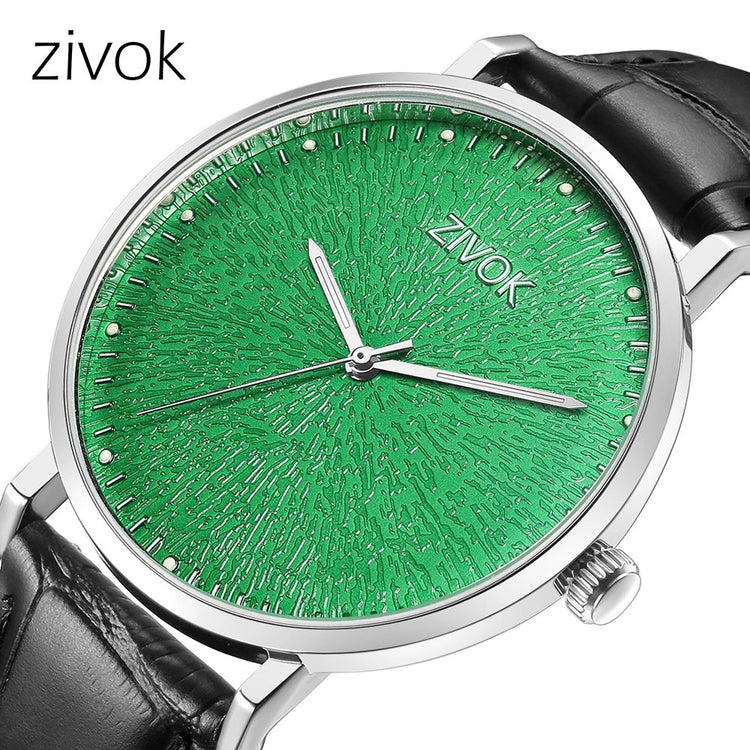ZIVOK Fashion Quartz Wristwatch Men Sports Watches Waterproof Leather Strap Men&