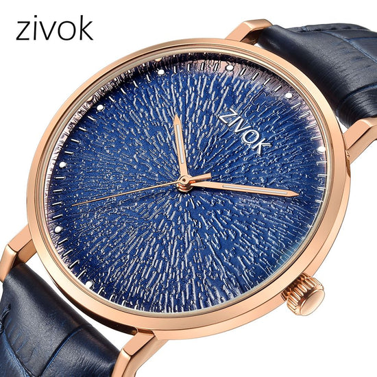 ZIVOK Fashion Quartz Wristwatch Men Sports Watches Waterproof Leather Strap Men&