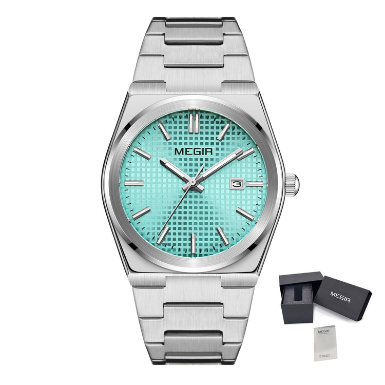 MEGIR Luxury Business Watches for Men Stainless Steel Strap Waterproof Calendar Male Quartz Wristwatch Clock Reloj Hombre 1086-17