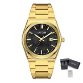 MEGIR Luxury Business Watches for Men Stainless Steel Strap Waterproof Calendar Male Quartz Wristwatch Clock Reloj Hombre 1086-12
