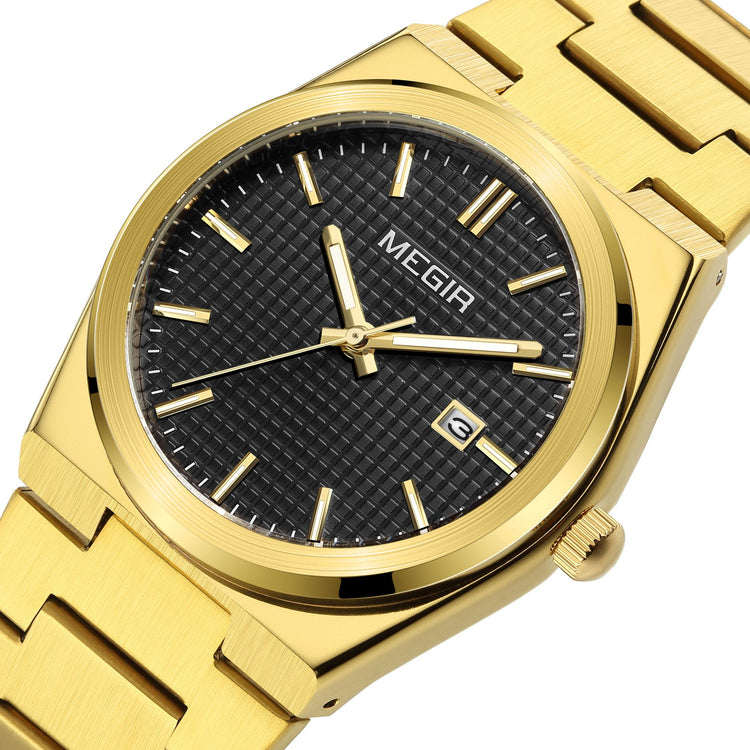 MEGIR Luxury Business Watches for Men Stainless Steel Strap Waterproof Calendar Male Quartz Wristwatch Clock Reloj Hombre 1086-8