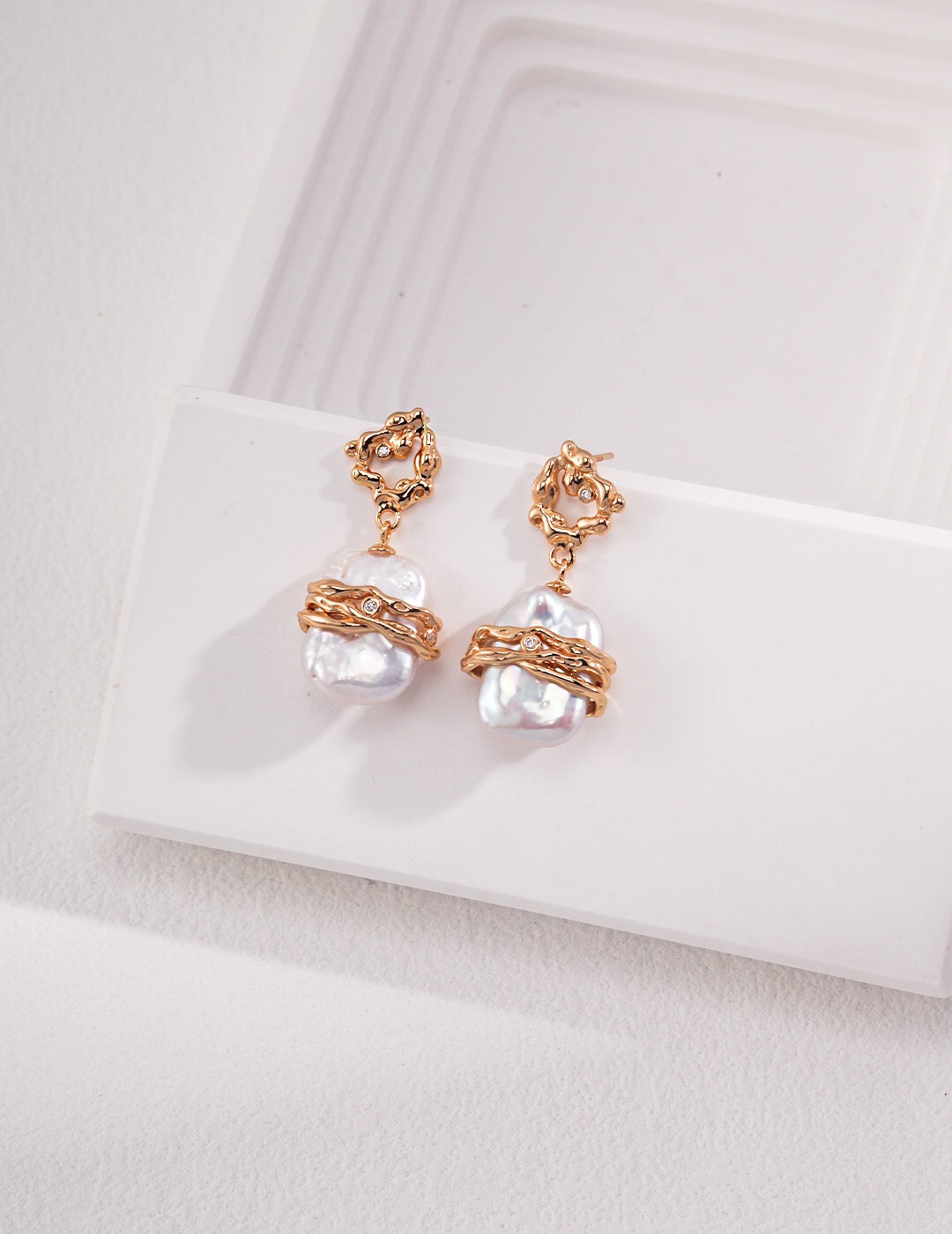 Rectangle Freshwater Pearl Earrings-0