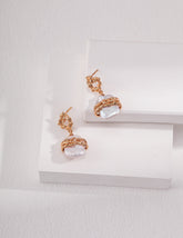 Rectangle Freshwater Pearl Earrings-1