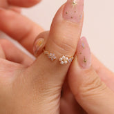 Moonstone & Pearl Flower Adjustable Ring-1