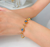 Golden Evil Eye Cable Bracelet-2