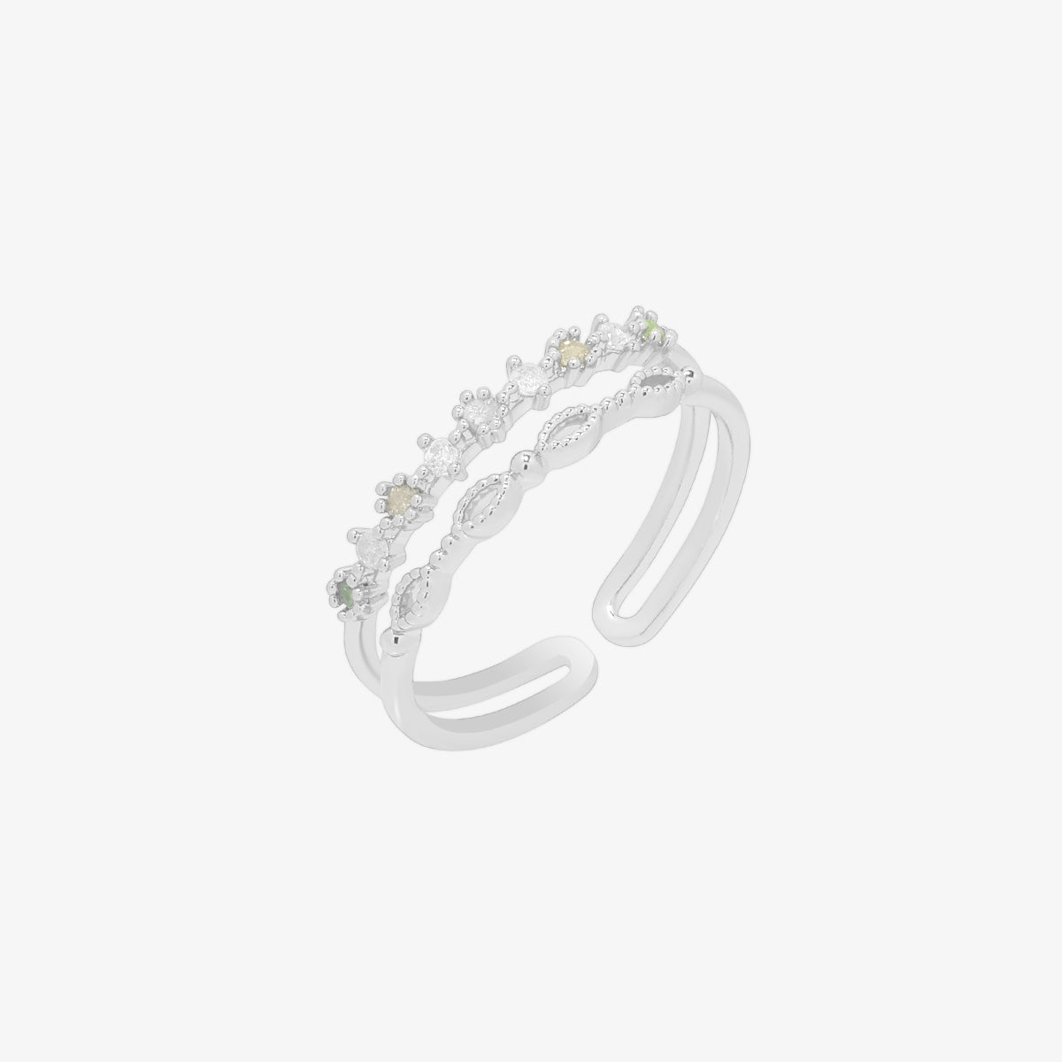 Peridot Cubic Layered Ring-5