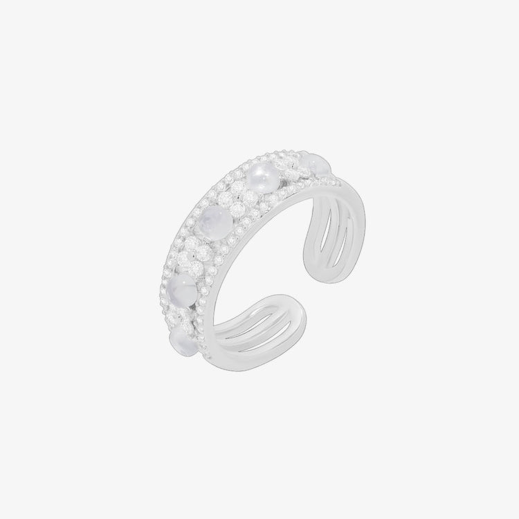 Moonstone flower layered ring-5