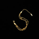Triple Layer Gold Chain Bracelet with Beads | Elegant Women’s Jewelry-3