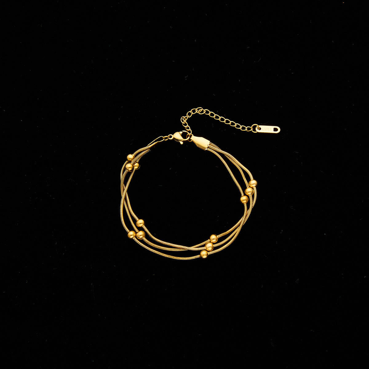 Triple Layer Gold Chain Bracelet with Beads | Elegant Women’s Jewelry-1