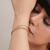 Triple Layer Gold Chain Bracelet with Beads | Elegant Women’s Jewelry-2