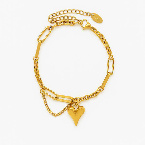 Anti-Tarnish Gold Heart Charm Bracelet – Dainty & Durable Love Jewelry-0