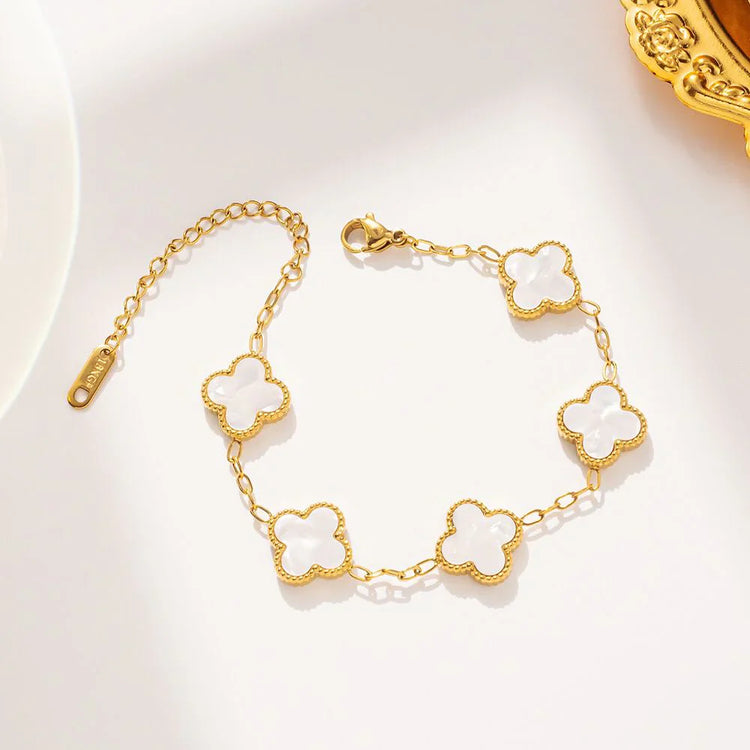 White Four Leaf Clover Bracelet | Lucky Charm Jewelry-2