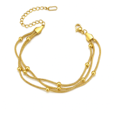 Triple Layer Gold Chain Bracelet with Beads | Elegant Women’s Jewelry-0