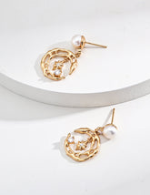 Natural Pearl Star and Moon Earrings-2