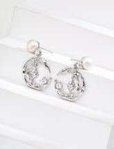 Natural Pearl Star and Moon Earrings-3