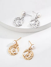 Natural Pearl Star and Moon Earrings-0