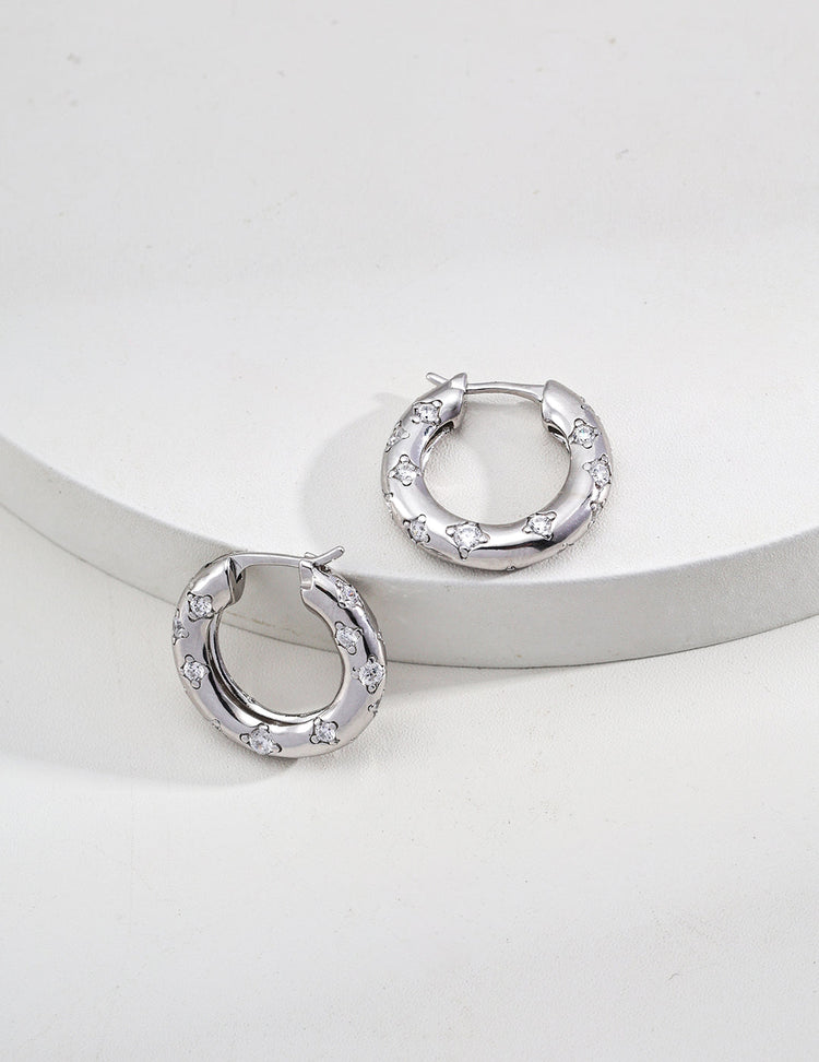 Round Zirconia Design Earrings-2