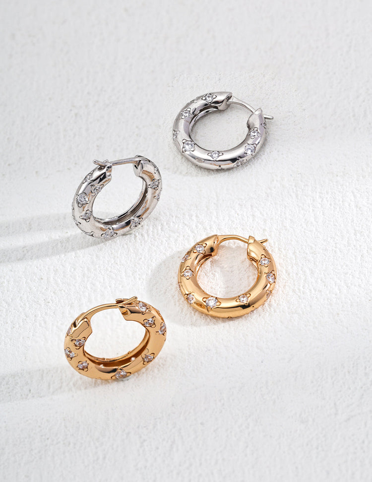 Round Zirconia Design Earrings-3