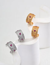 Vintage Heart-Shaped Zircon Earrings-0