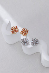 White Shell Starburst Zircon Stud Earrings-0